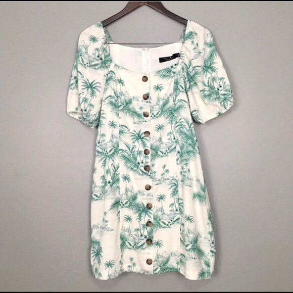 Paper Heart Camilla Linen Dress Tropical Print - Picture 1 of 7